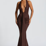 VESTIDO COMPRIDO HALTER DRAPEADO