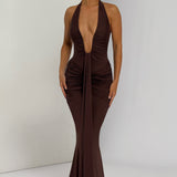 VESTIDO COMPRIDO HALTER DRAPEADO
