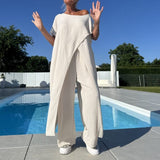 Gabbie™ Conjunto Elegante de Dois Peças com Ombros Descidos