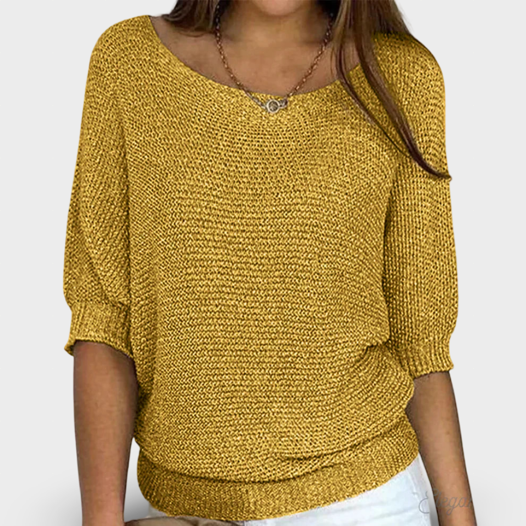 Janete - Camisola Elegante de Malha Entrançada