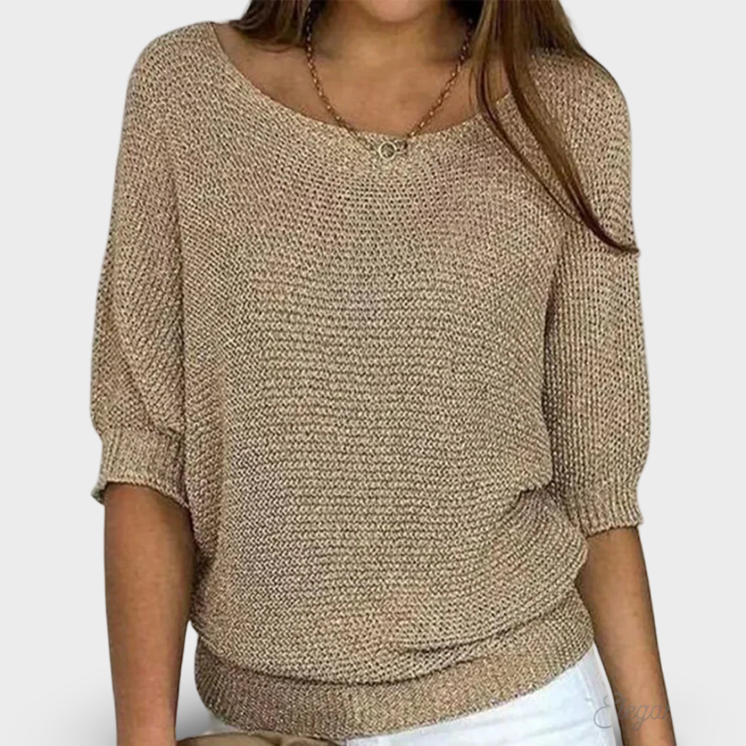 Janete - Camisola Elegante de Malha Entrançada
