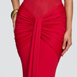 VESTIDO LONGO HALTER COM RUCHES