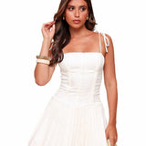 VESTIDO MINI CORSET COM SAIA PLISSADA