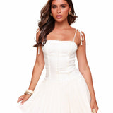 VESTIDO MINI CORSET COM SAIA PLISSADA